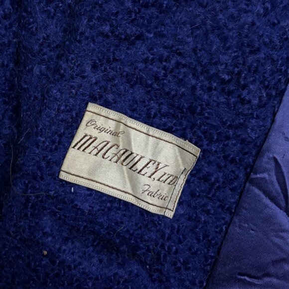 VINTAGE GENUINE FUR Blue Retro Lined Luxury Winter Coat Womens Medium - Picture 4 of 8